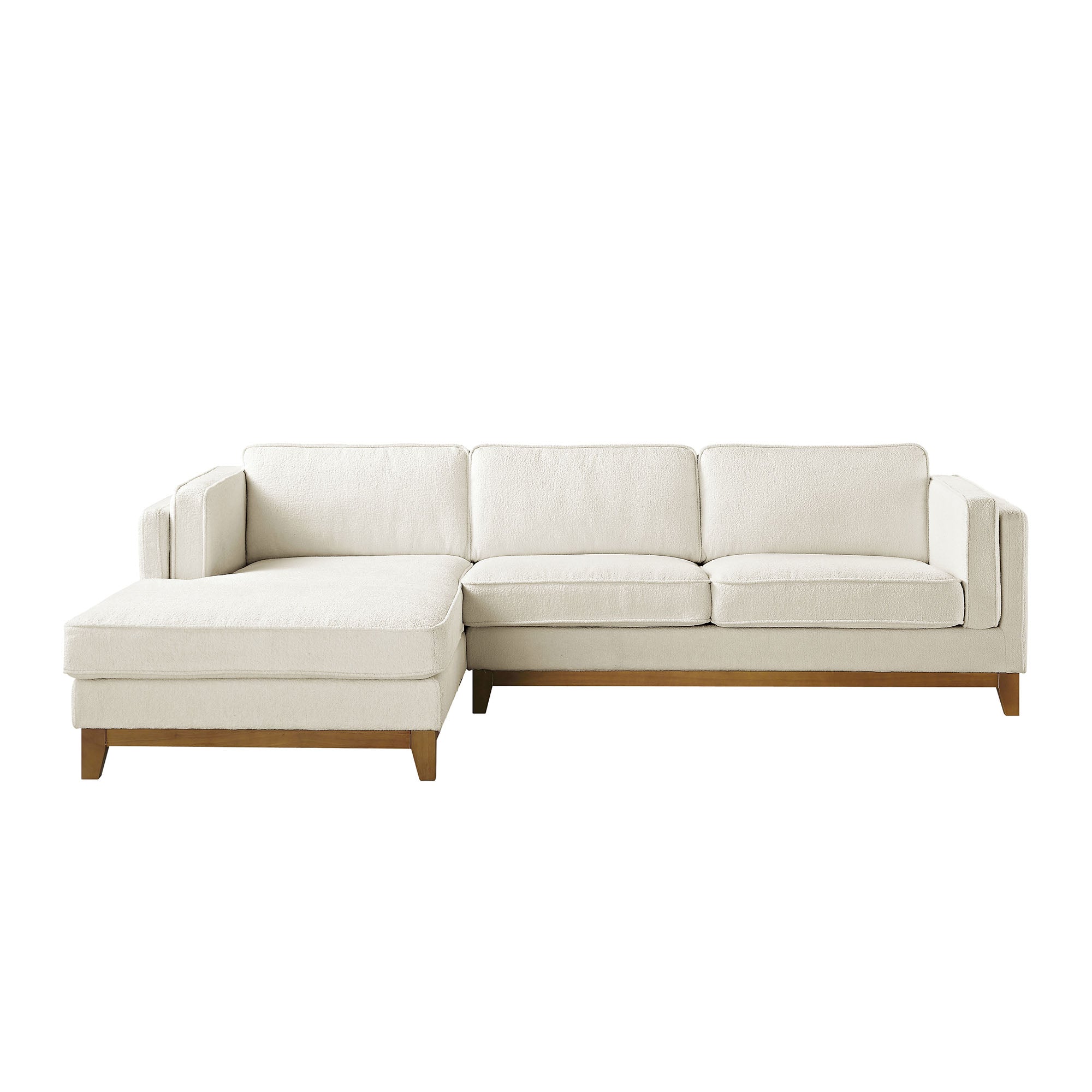 Beige Boucle Fabric Sofa, Grande Chaise Sofa Left Hand Facing