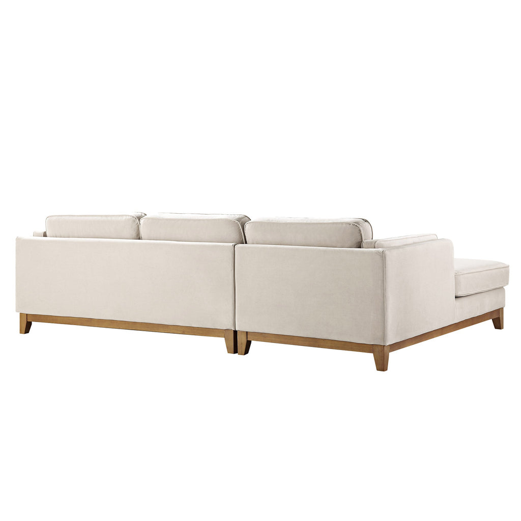 Champagne Velvet Sofa, Grande Chaise Sofa Left Hand Facing