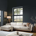 Champagne Velvet Sofa, Grande Chaise Sofa Left Hand Facing