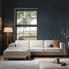 Champagne Velvet Sofa, Grande Chaise Sofa Left Hand Facing