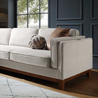 Champagne Velvet Sofa, Grande Chaise Sofa Left Hand Facing