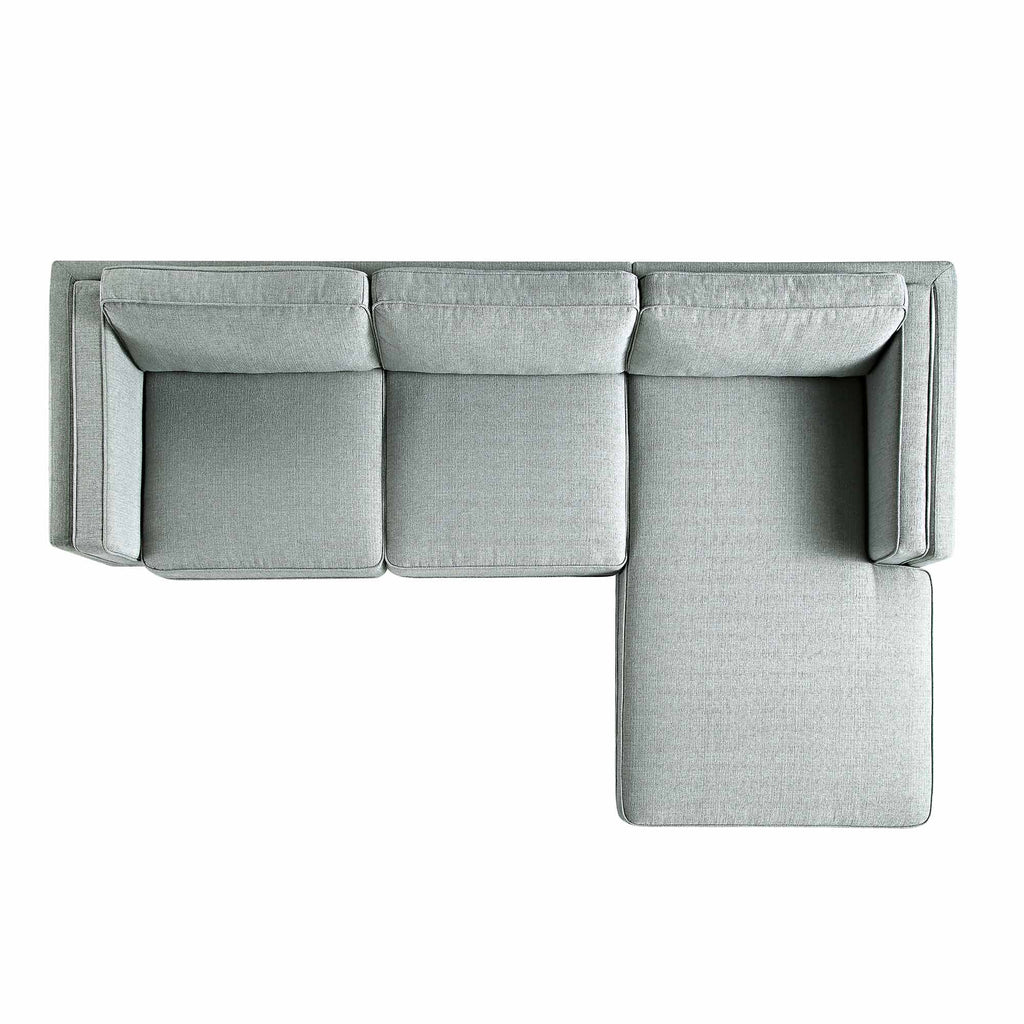 Sage Woven Fabric Sofa, Grande Chaise Sofa Right Hand Facing
