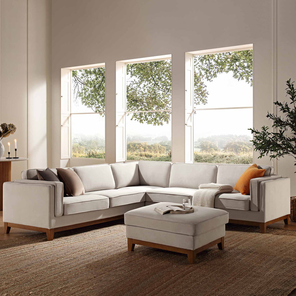 Champagne Velvet Grande Corner Sofa