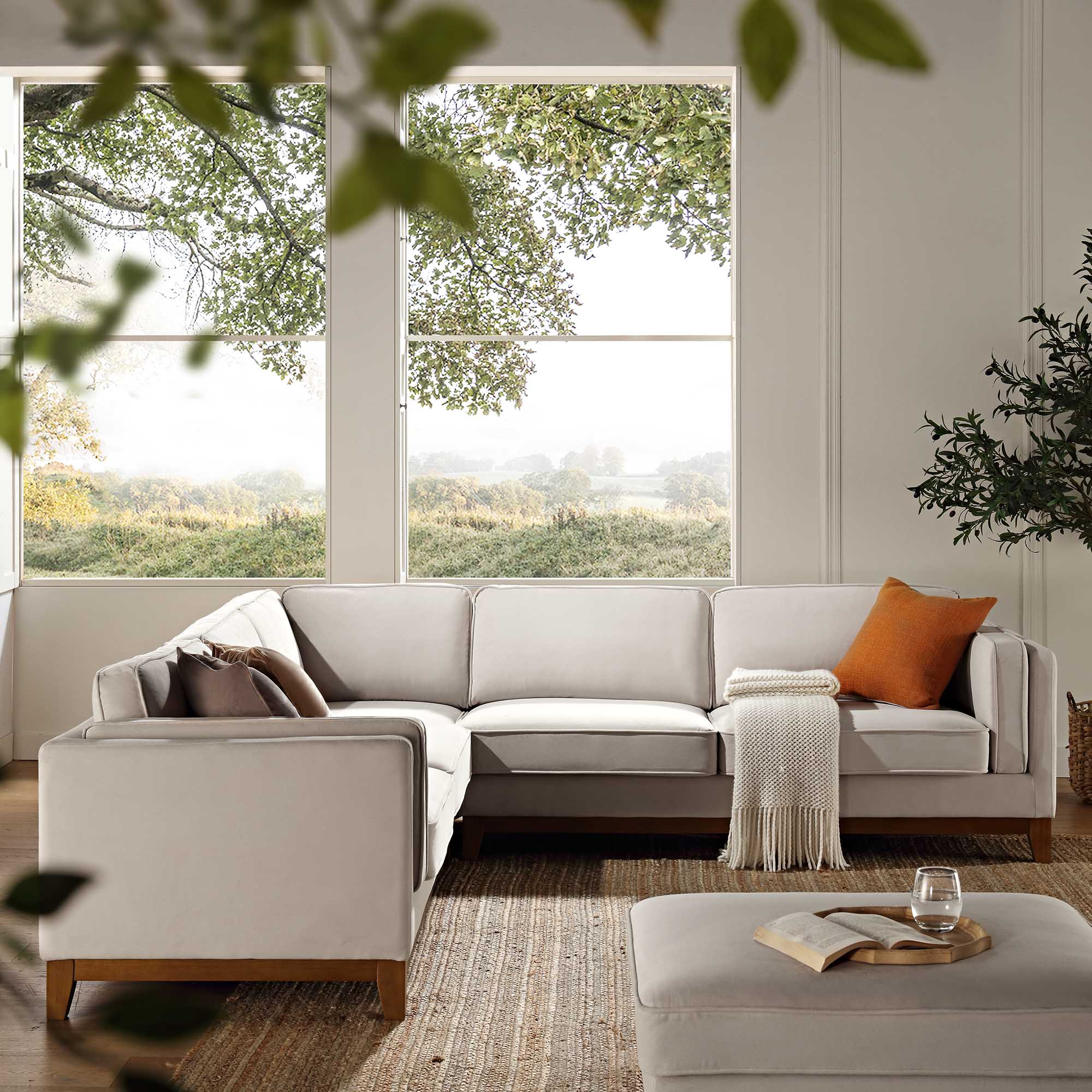 Champagne Velvet Grande Corner Sofa