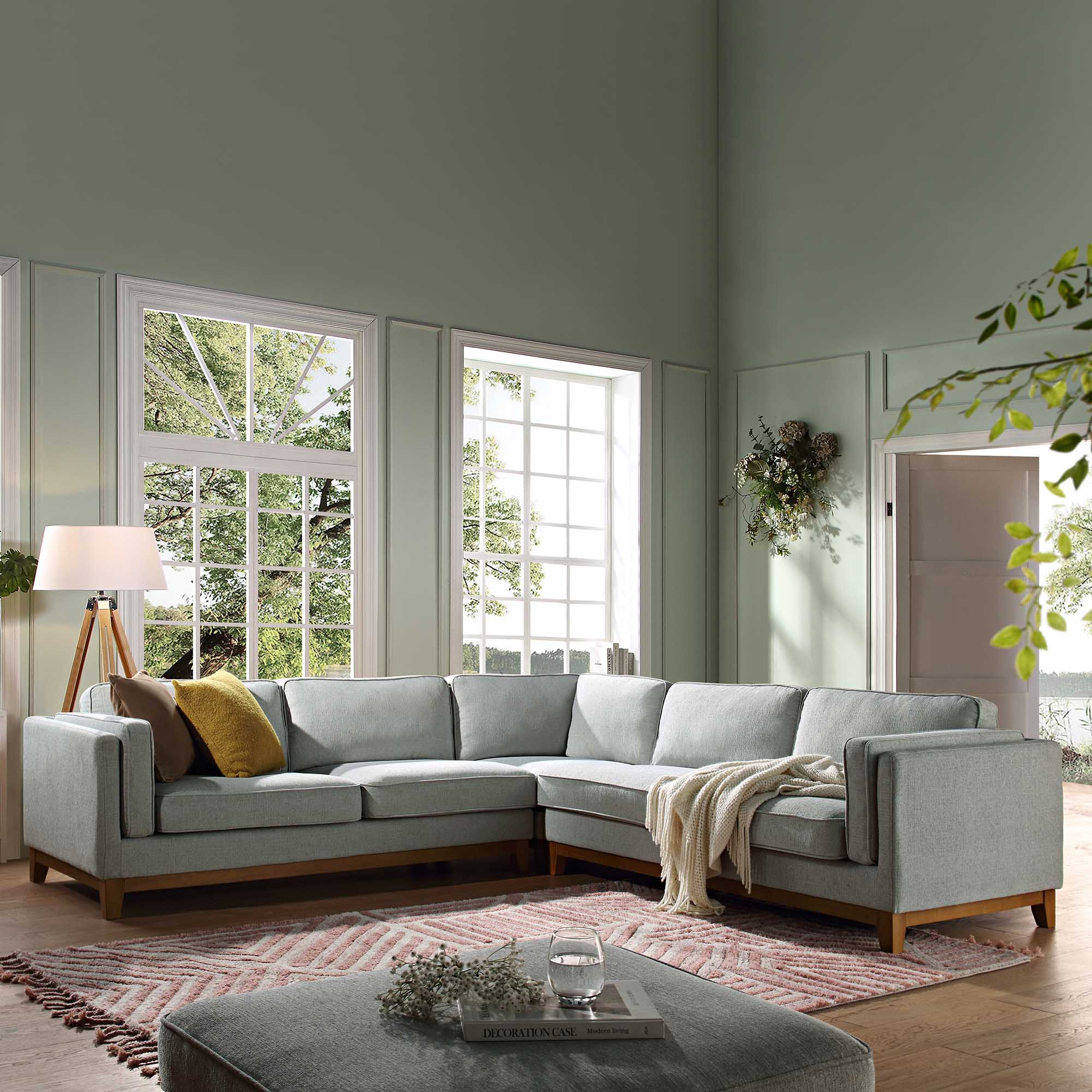 Sage Woven Fabric Grande Corner Sofa