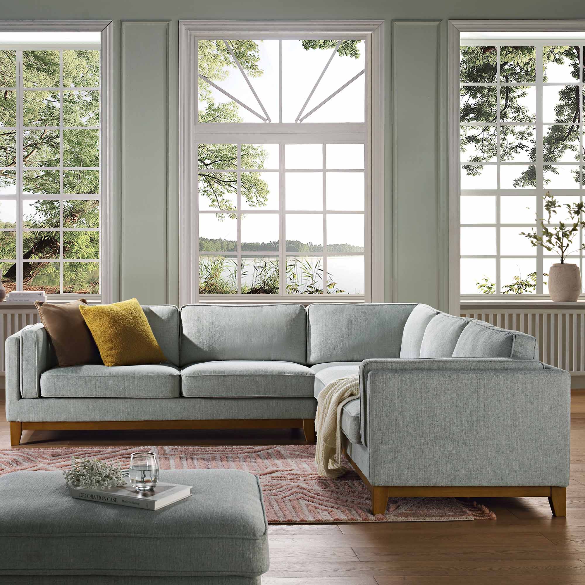 Sage Woven Fabric Grande Corner Sofa