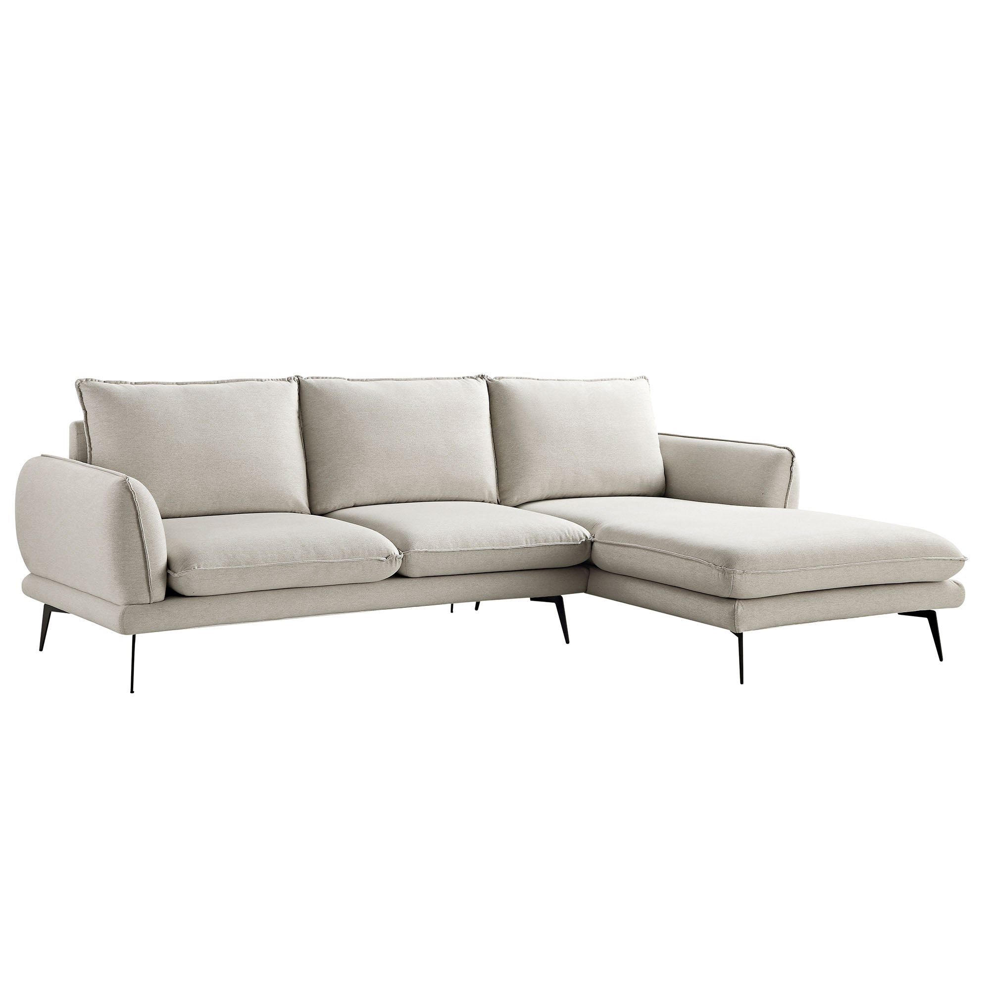 Oatmeal Fabric Sofa, Grande Chaise Sofa Right Hand Facing
