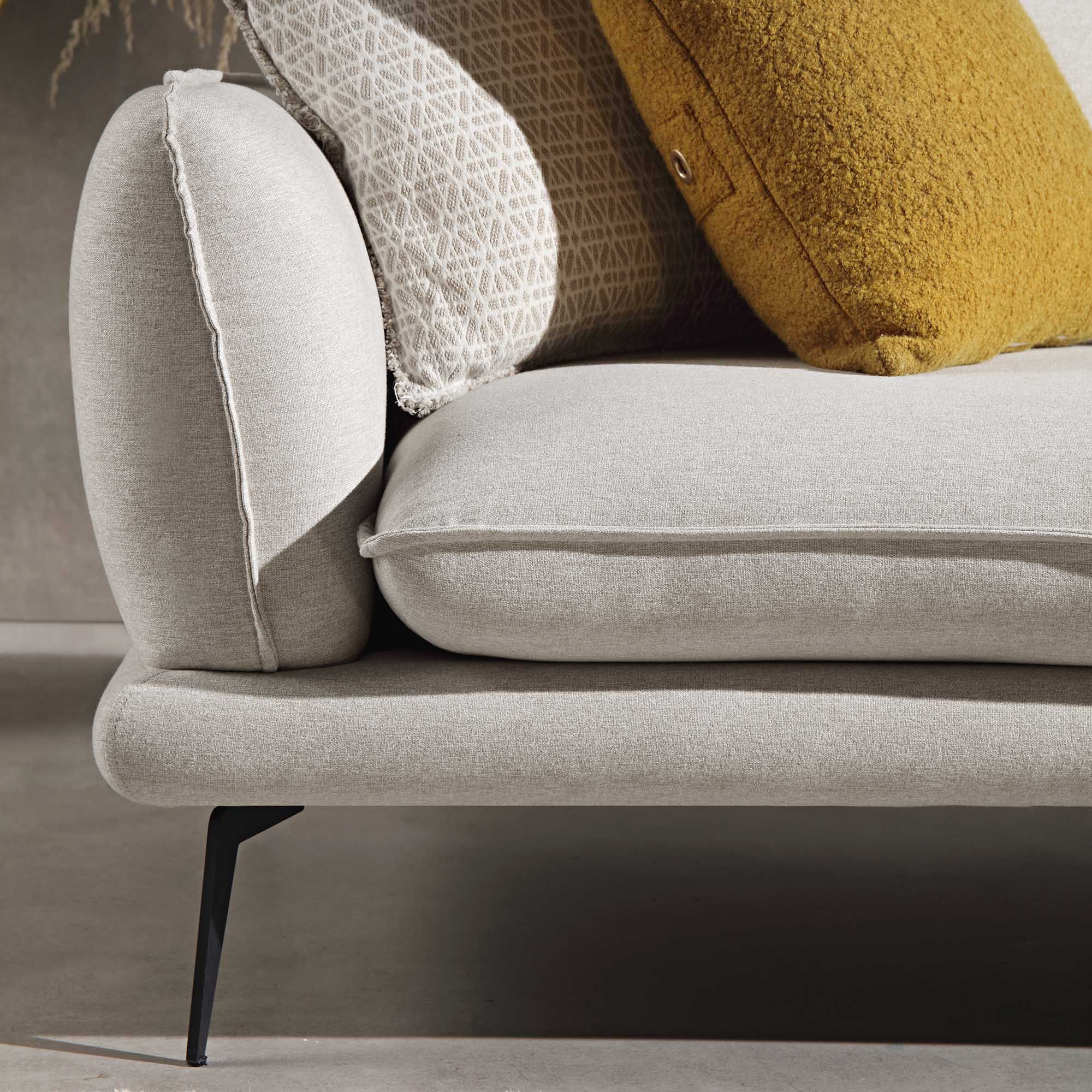 Oatmeal Fabric Sofa, Grande Chaise Sofa Right Hand Facing