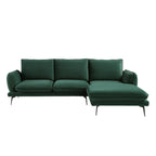 Forest Green Velvet Sofa, Grande Chaise Sofa Right Hand Facing