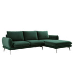 Forest Green Velvet Sofa, Grande Chaise Sofa Right Hand Facing
