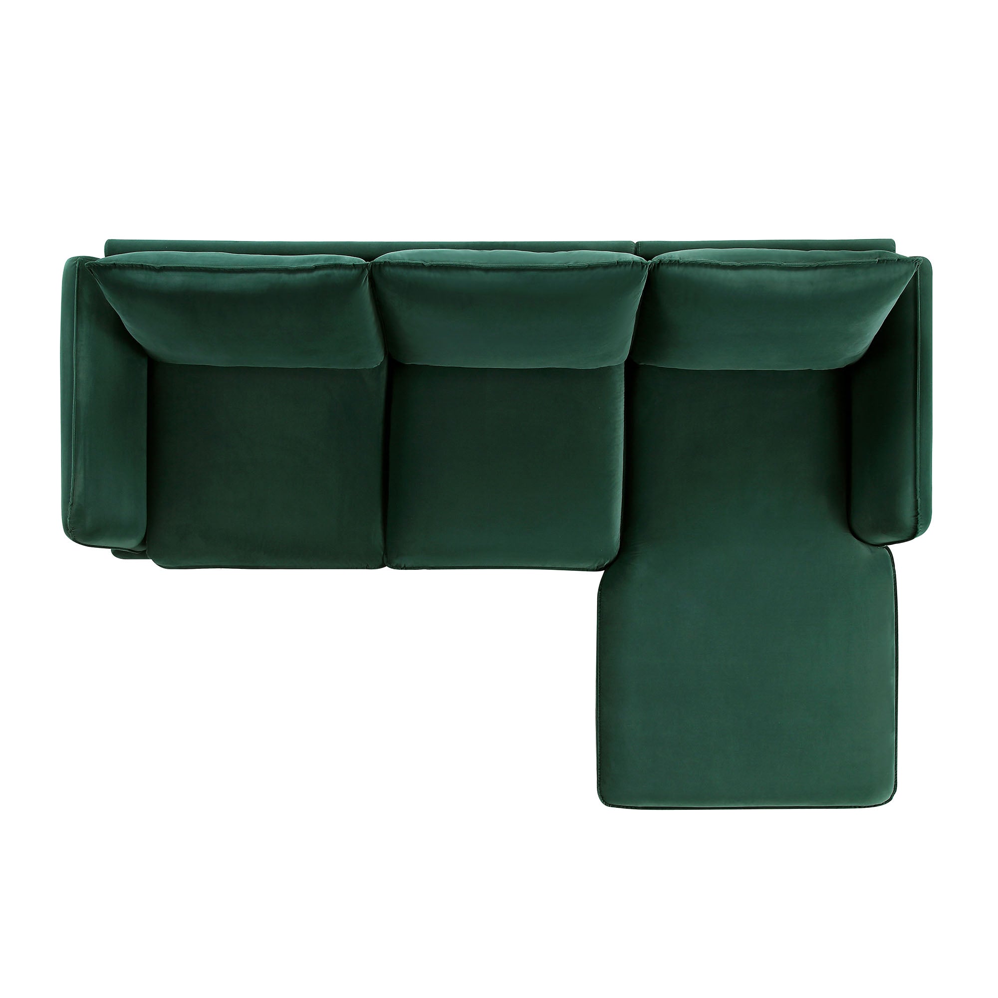 Forest Green Velvet Sofa, Grande Chaise Sofa Right Hand Facing