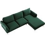 Forest Green Velvet Sofa, Grande Chaise Sofa Right Hand Facing