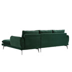 Forest Green Velvet Sofa, Grande Chaise Sofa Right Hand Facing