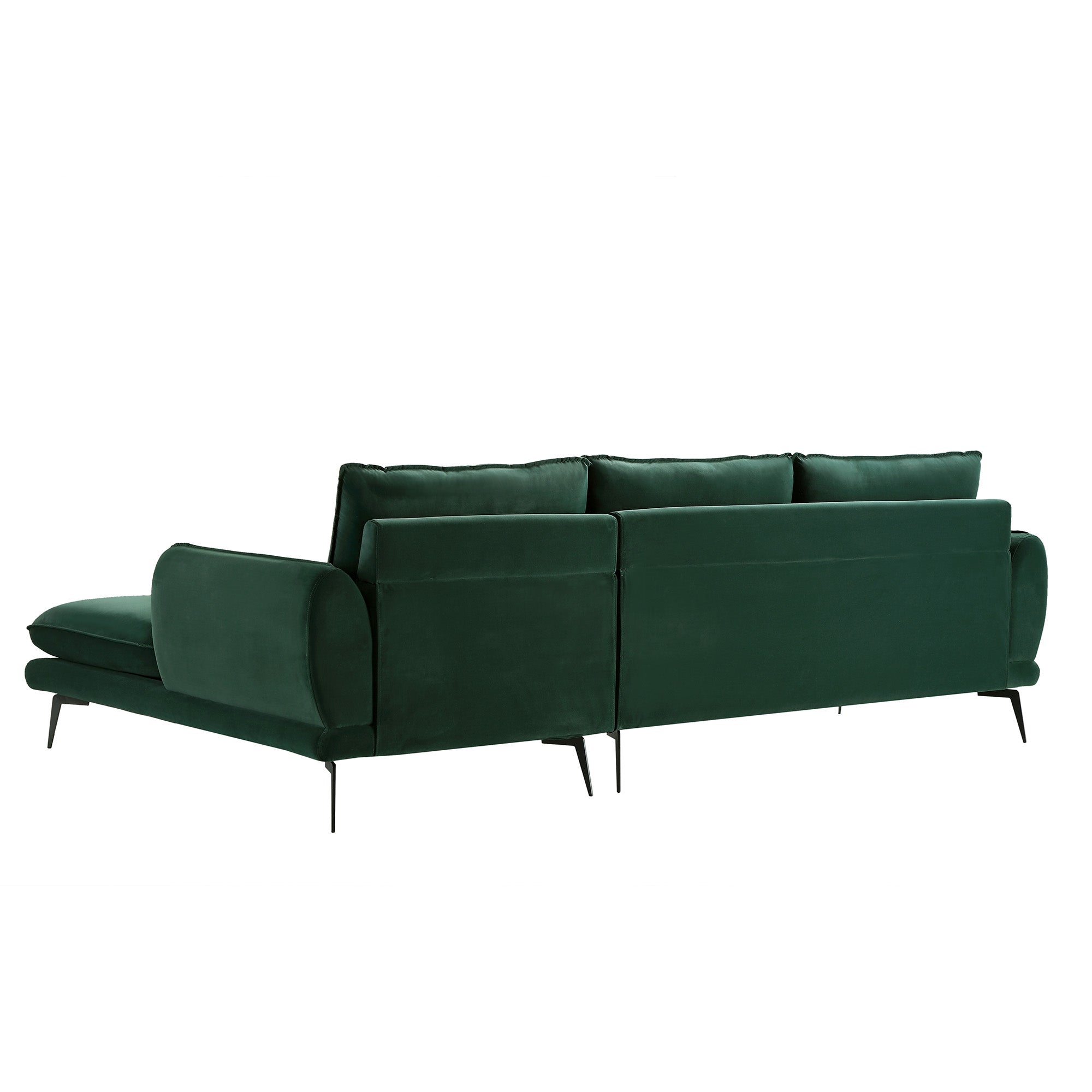 Forest Green Velvet Sofa, Grande Chaise Sofa Right Hand Facing