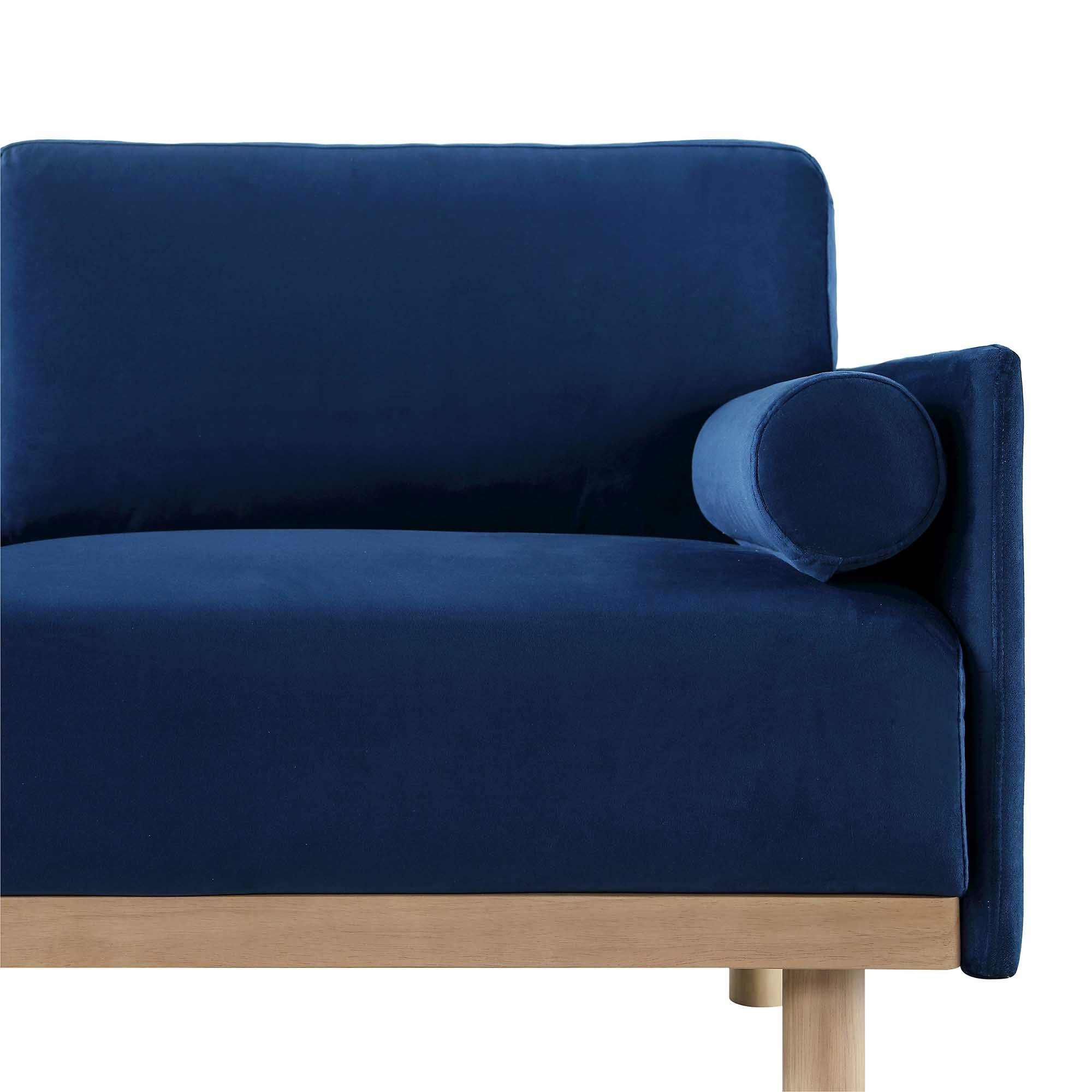 Navy Blue Velvet Sofa, Large 3-Seater Chaise Sofa Left Hand Facing