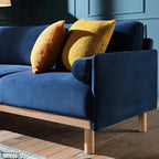 Navy Blue Velvet Sofa, Large 3-Seater Chaise Sofa Left Hand Facing