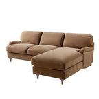 Camel Velvet Sofa, Grande Chaise Sofa Right Hand Facing
