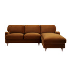Cinnamon Velvet Sofa, Grande Chaise Sofa Right Hand Facing