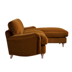 Cinnamon Velvet Sofa, Grande Chaise Sofa Right Hand Facing