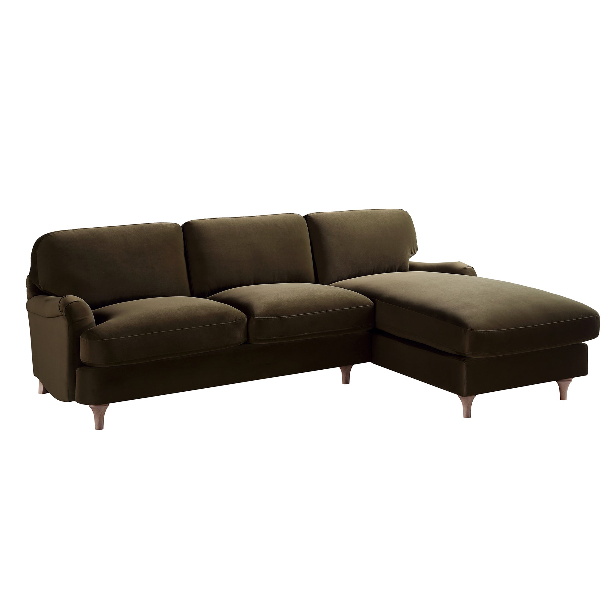 Seaweed Velvet Sofa, Grande Chaise Sofa Right Hand Facing