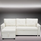 Reversible Sectional Sofa with Pull-Out Sleeper Bed, Hidden Storage Chaise, Durable Legs,