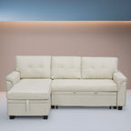 Reversible Sectional Sofa with Pull-Out Sleeper Bed, Hidden Storage Chaise, Durable Legs,