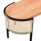 Cane Rattan Solid Wood Oval Coffee Table