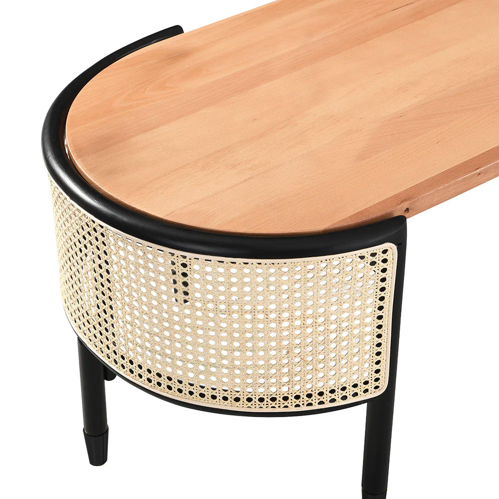 Cane Rattan Solid Wood Oval Coffee Table