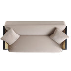 Solid Wood and Cane Sofa Bed, Taupe Velvet with Black Frame
