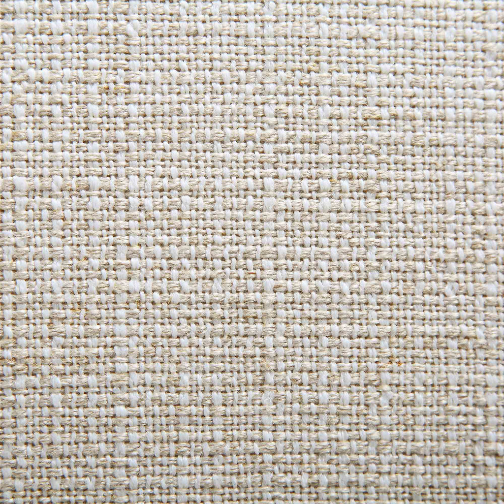 Round Storage Pouffe, Beige Linen Blend