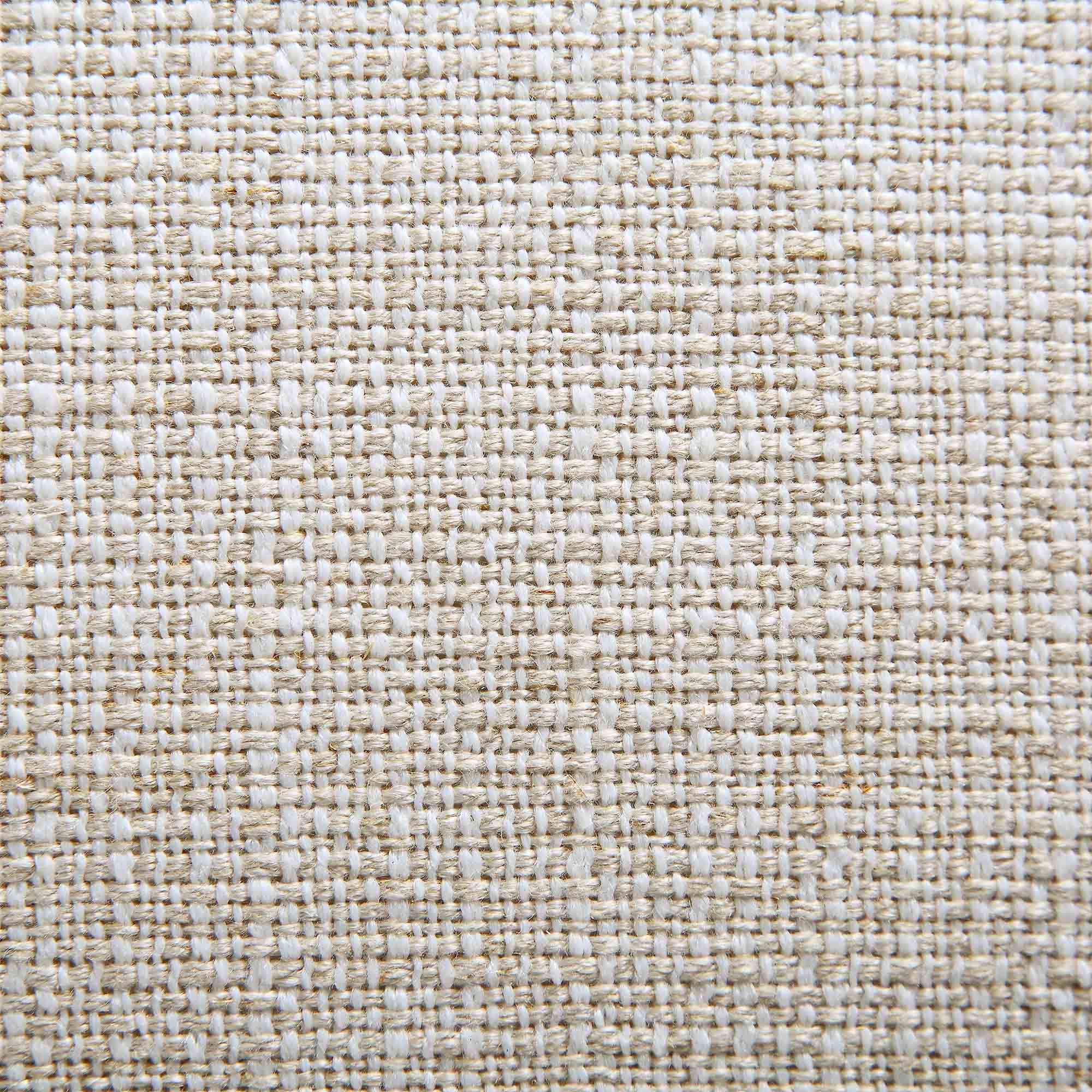 Round Storage Pouffe, Beige Linen Blend
