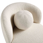 Armchair with Ball Cushion, Ecru Boucle