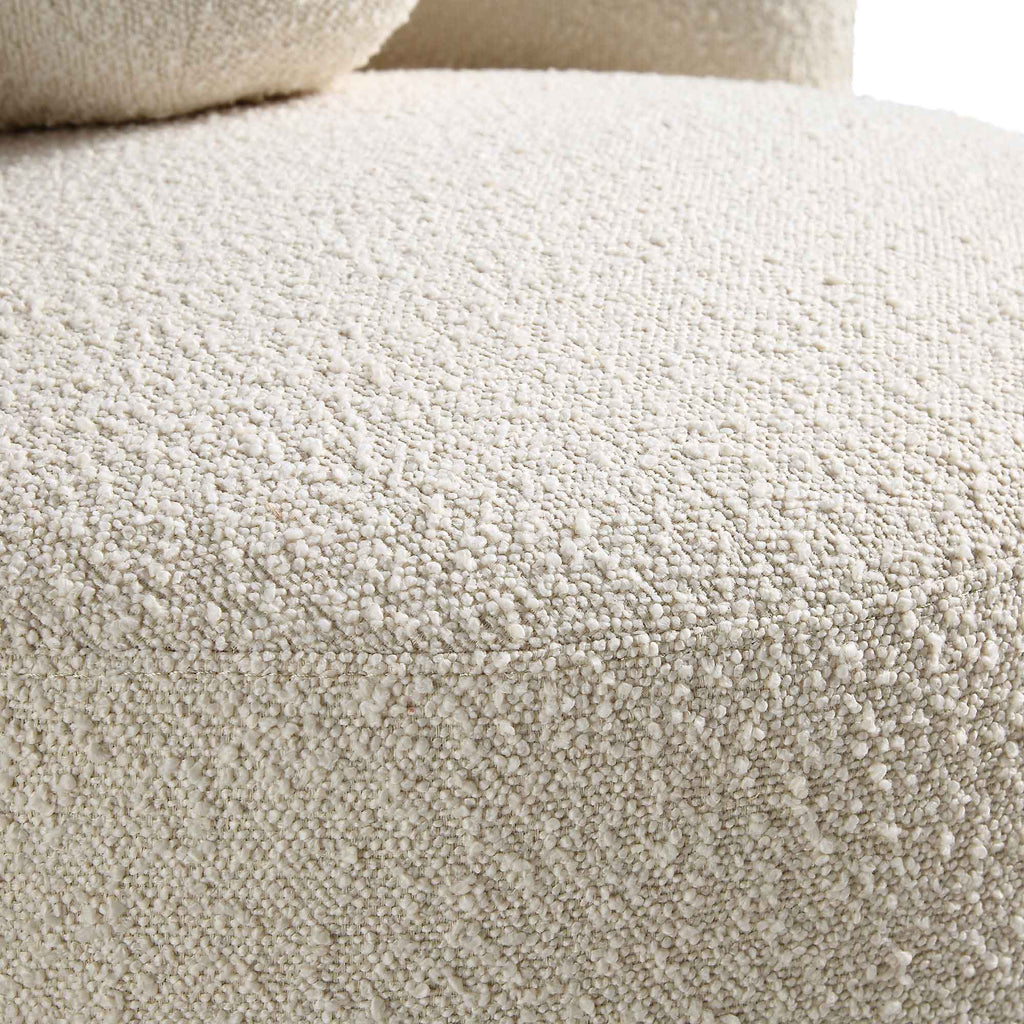 Armchair with Ball Cushion, Ecru Boucle