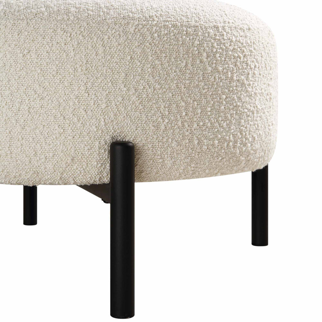 Armchair with Ball Cushion, Ecru Boucle