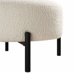 Armchair with Ball Cushion, Ecru Boucle