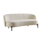 3-Seater Curved Sofa with Ball Cushions, Ecru Boucle