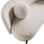 3-Seater Curved Sofa with Ball Cushions, Ecru Boucle