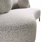 3-Seater Curved Sofa with Ball Cushions, Mist Gray Boucle