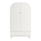 Large Storage Cabinet, Washed White Ash with Raffia