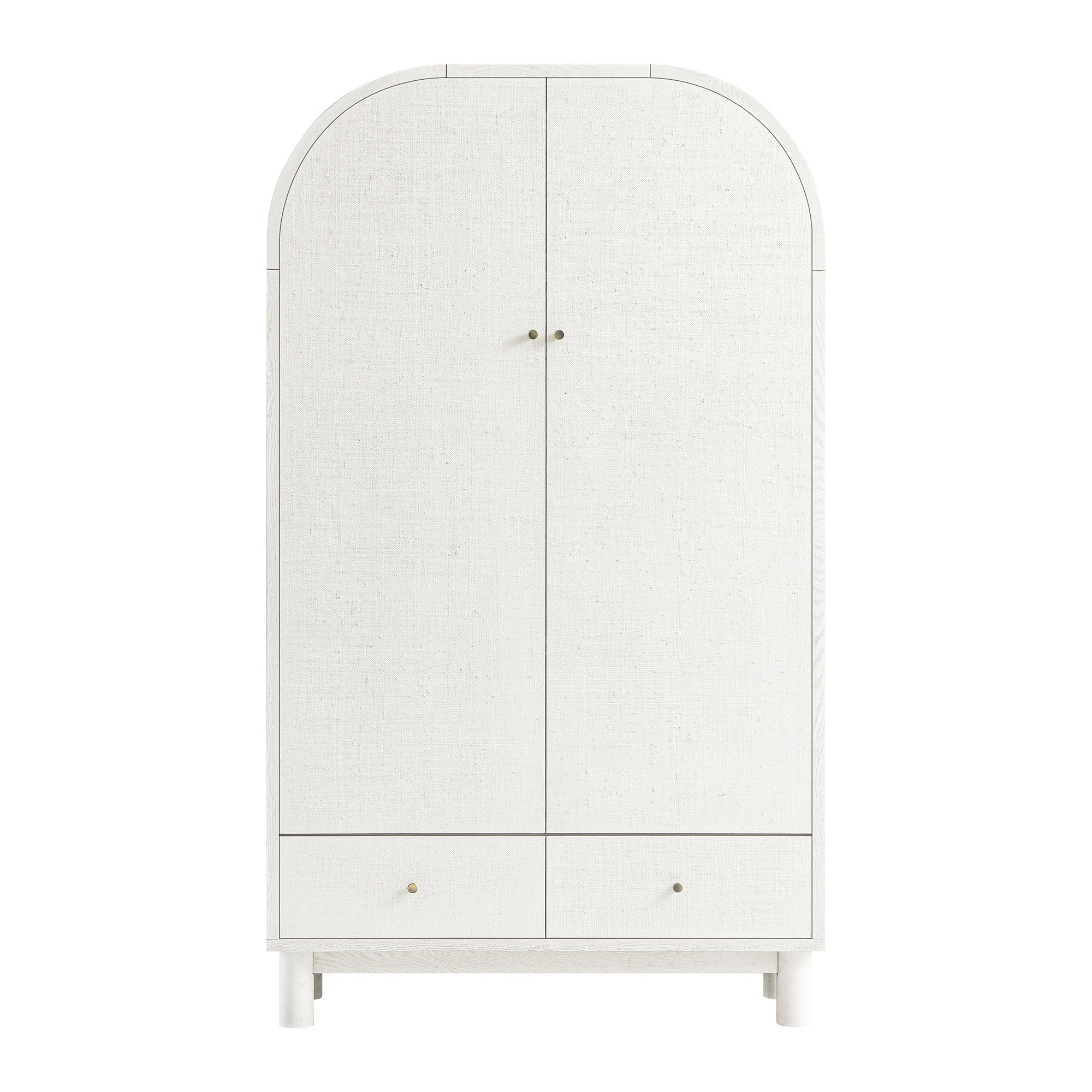 Large Storage Cabinet, Washed White Ash with Raffia