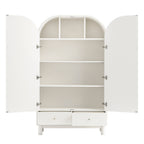 Large Storage Cabinet, Washed White Ash with Raffia