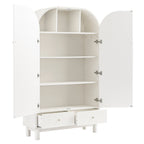 Large Storage Cabinet, Washed White Ash with Raffia