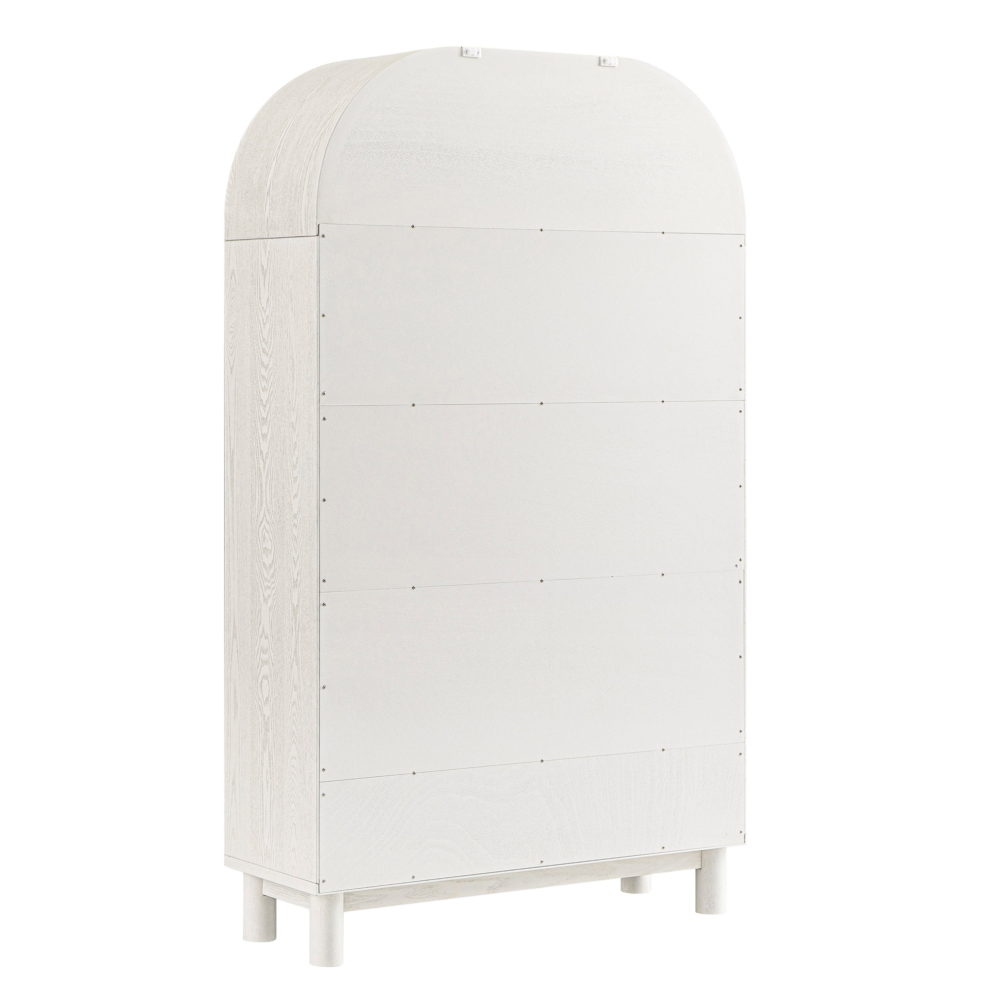 Large Storage Cabinet, Washed White Ash with Raffia