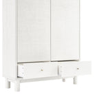 Large Storage Cabinet, Washed White Ash with Raffia
