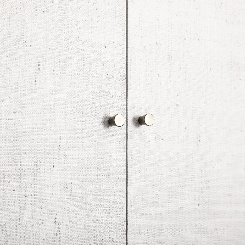 Large Storage Cabinet, Washed White Ash with Raffia