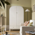 Large Storage Cabinet, Washed White Ash with Raffia