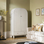 Large Storage Cabinet, Washed White Ash with Raffia