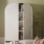 Large Storage Cabinet, Washed White Ash with Raffia
