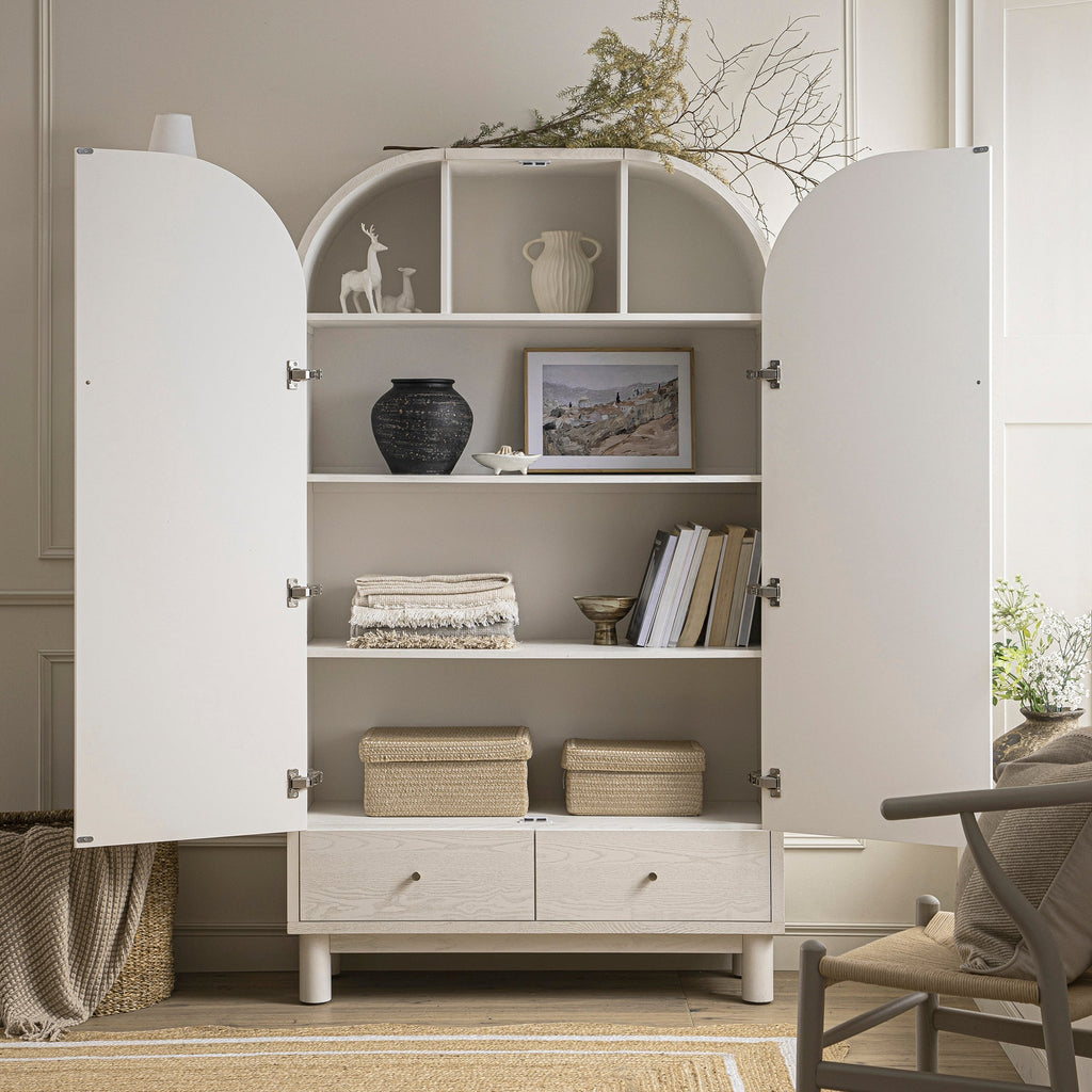 Large Storage Cabinet, Washed White Ash