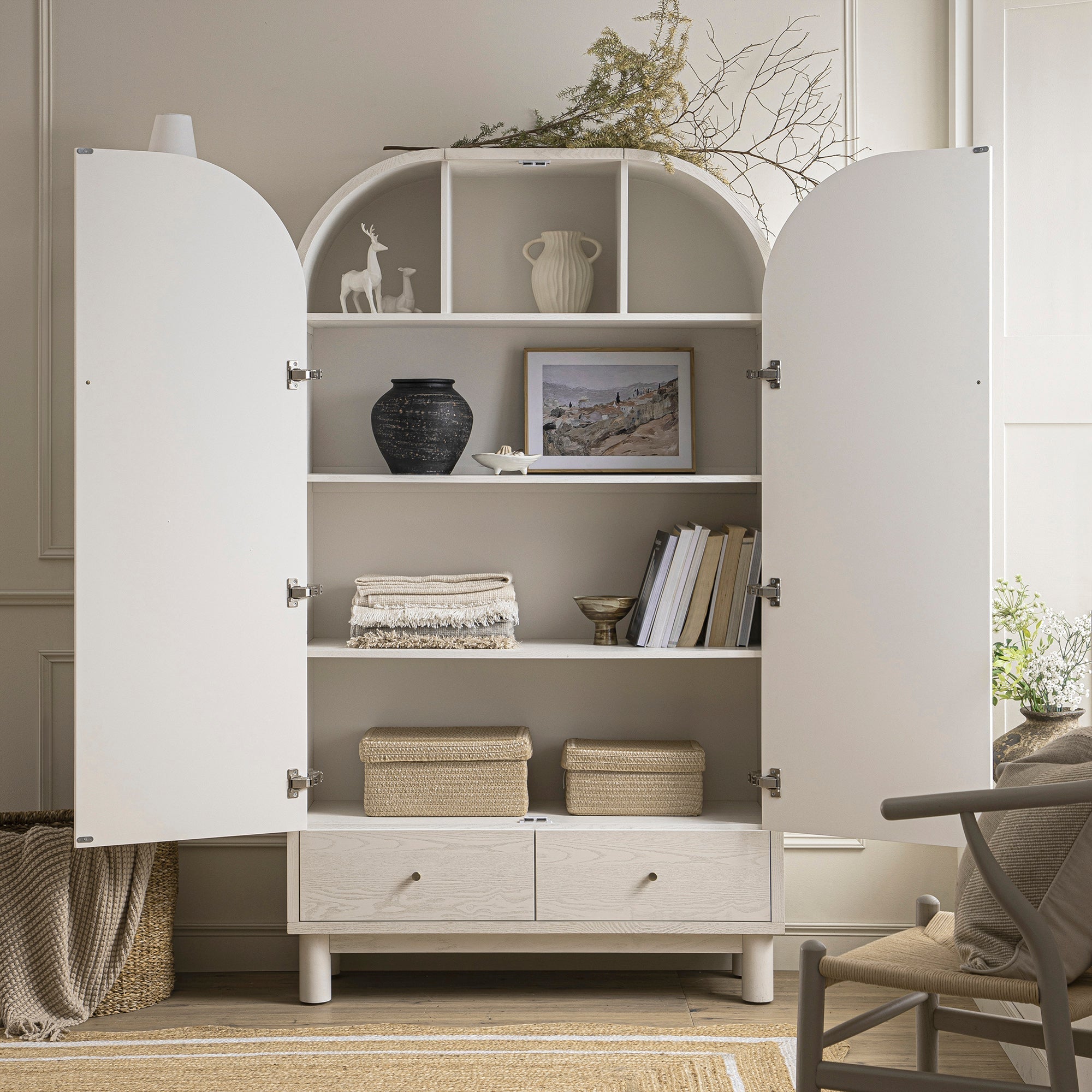 Large Storage Cabinet, Washed White Ash